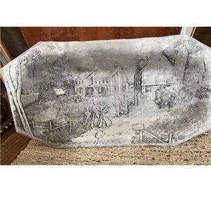 Metal Tray Hand forged Farm Scene by Wendell August
